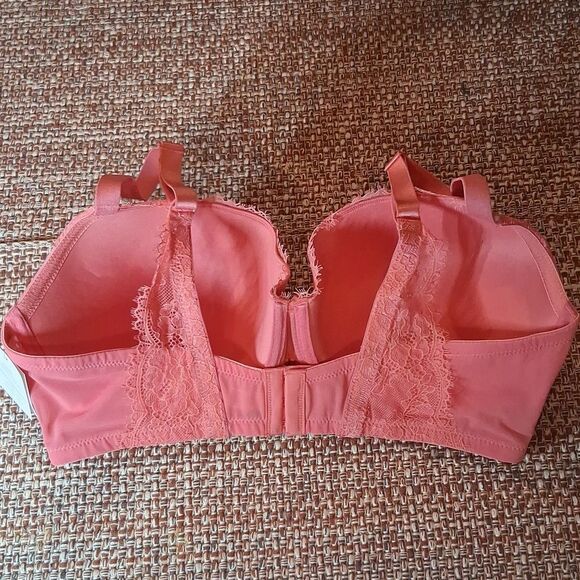 Auden Smooth Light Lift Comfort Wire Demi Coverage Bra Pink Lace 38DDD New - Picture 2 of 8